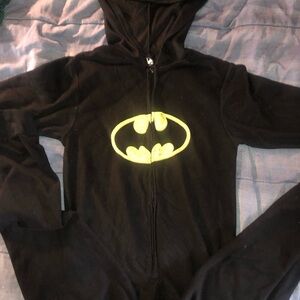 Black Hooded Onesie with Yellow Batman Logo